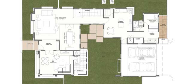 Casa 2 Lower Level - 290-291 m2 (3,122-3,132 sf) - Garage: 36 m2 (388 sf); Min. Lot 420 m2 (4,520 sf)