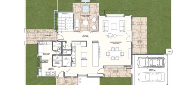 Casa 3 Lower Level - 257-276 m2 (2,766-2,970 sf) - Garage: 35 m2 (376 sf); Min. Lot 420 m2 (4,520 sf)