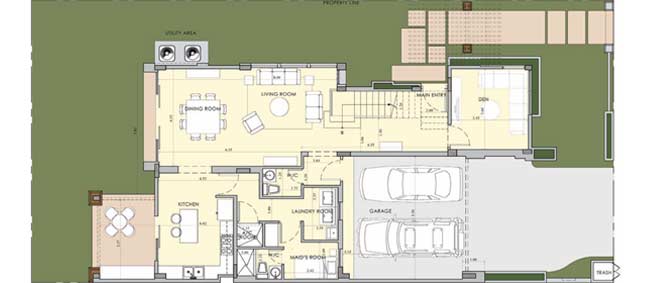 Casa 6 Lower Level - 242m2 (2,603 sf) - Garage: 32 m2 (sf); Minimum Lot Size 328 m2 (3,531 sf)