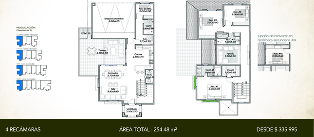 Casa Adosada Residencia 3 - 4 Recámaras - Área Total: 254.48m2