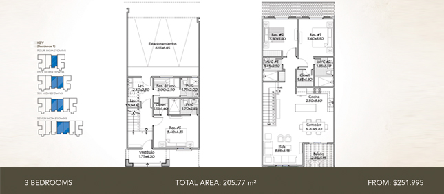 Townhome Residence 1 - 3 Bedrooms - Total Area: 205.77 m2